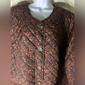 Croft & Barrow Women Quilted Jacket Vintage Floral Print,button down Lightweight
